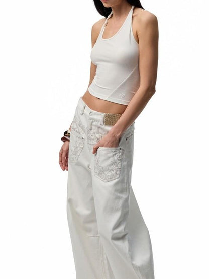 1JINN STUDIO Distressed Wash Low Rise Women&