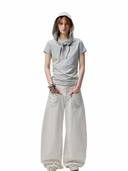1JINN STUDIO Distressed Wash Low Rise Women&