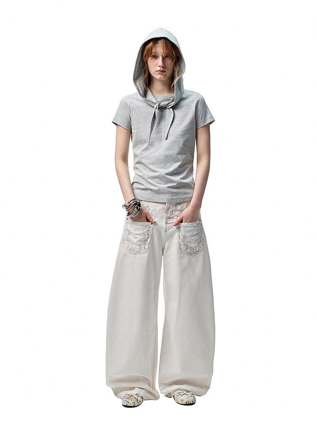 1JINN STUDIO Distressed Wash Low Rise Women&