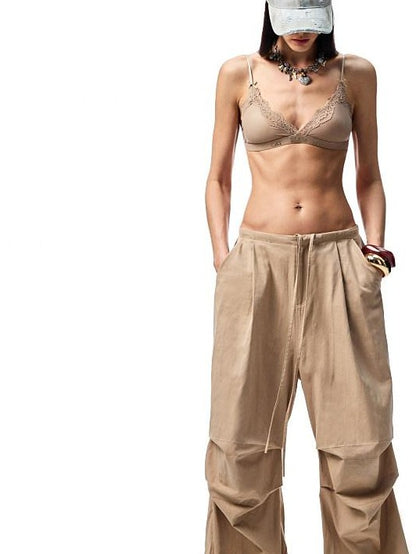 1JINN STUDIO Distressed Washed Elastic Waist Cargo High Waist Women&
