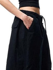 1JINN STUDIO Distressed Washed Elastic Waist Cargo High Waist Women&