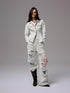 1JINN STUDIO Distressed White Cinched Waist Slimming Polo Collar Women&