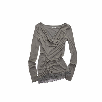 1JINN_STUDIO_Drape_Neck_Double_Layer_Lace_Side_Ruching_Women&
