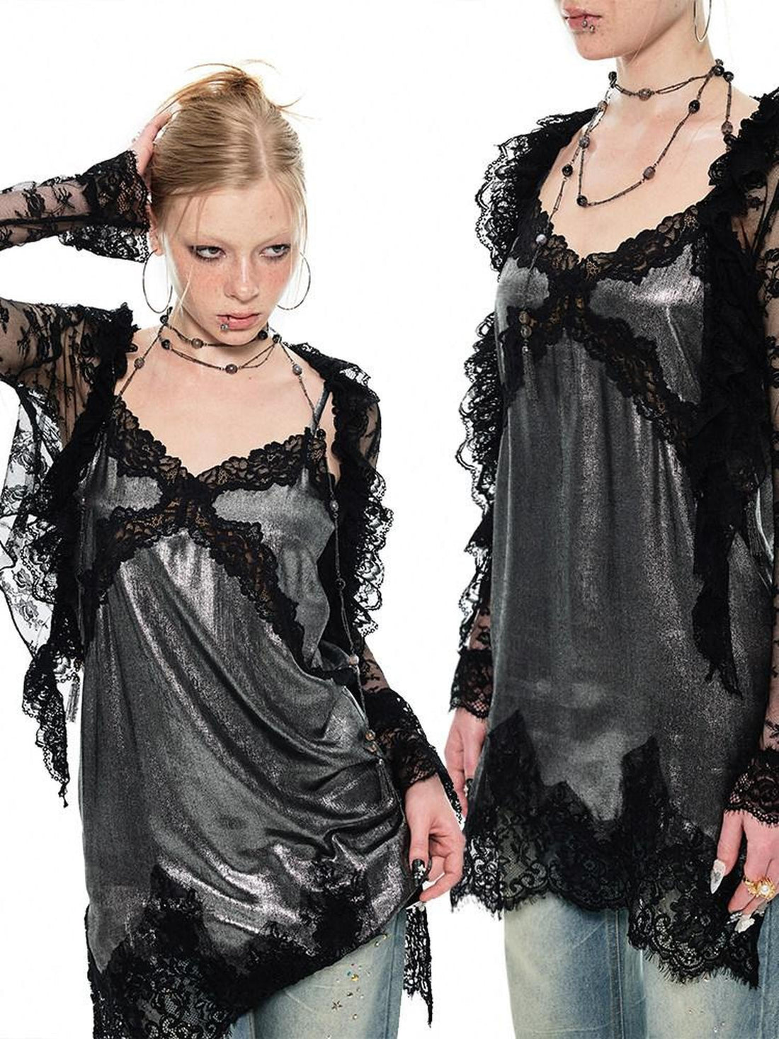1JINN STUDIO Dreamy Lace Trim Close Fit Women&