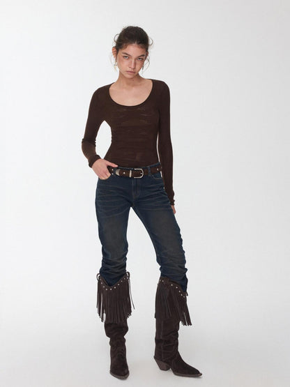 1JINN STUDIO Equestrian Jacquard Openwork Slim Fit Knit Women&
