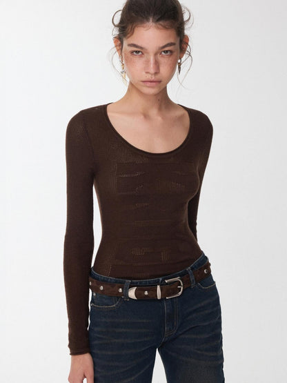 1JINN STUDIO Equestrian Jacquard Openwork Slim Fit Knit Women&