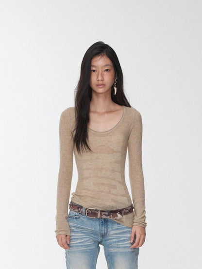 1JINN STUDIO Equestrian Jacquard Openwork Slim Fit Knit Women&
