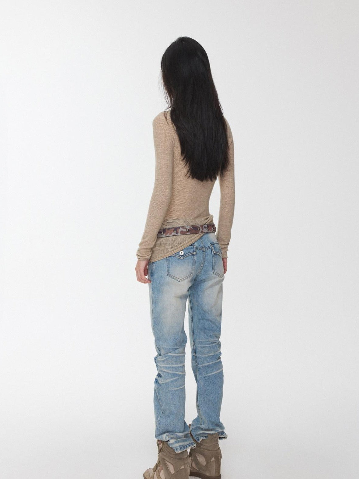 1JINN STUDIO Equestrian Jacquard Openwork Slim Fit Knit Women&