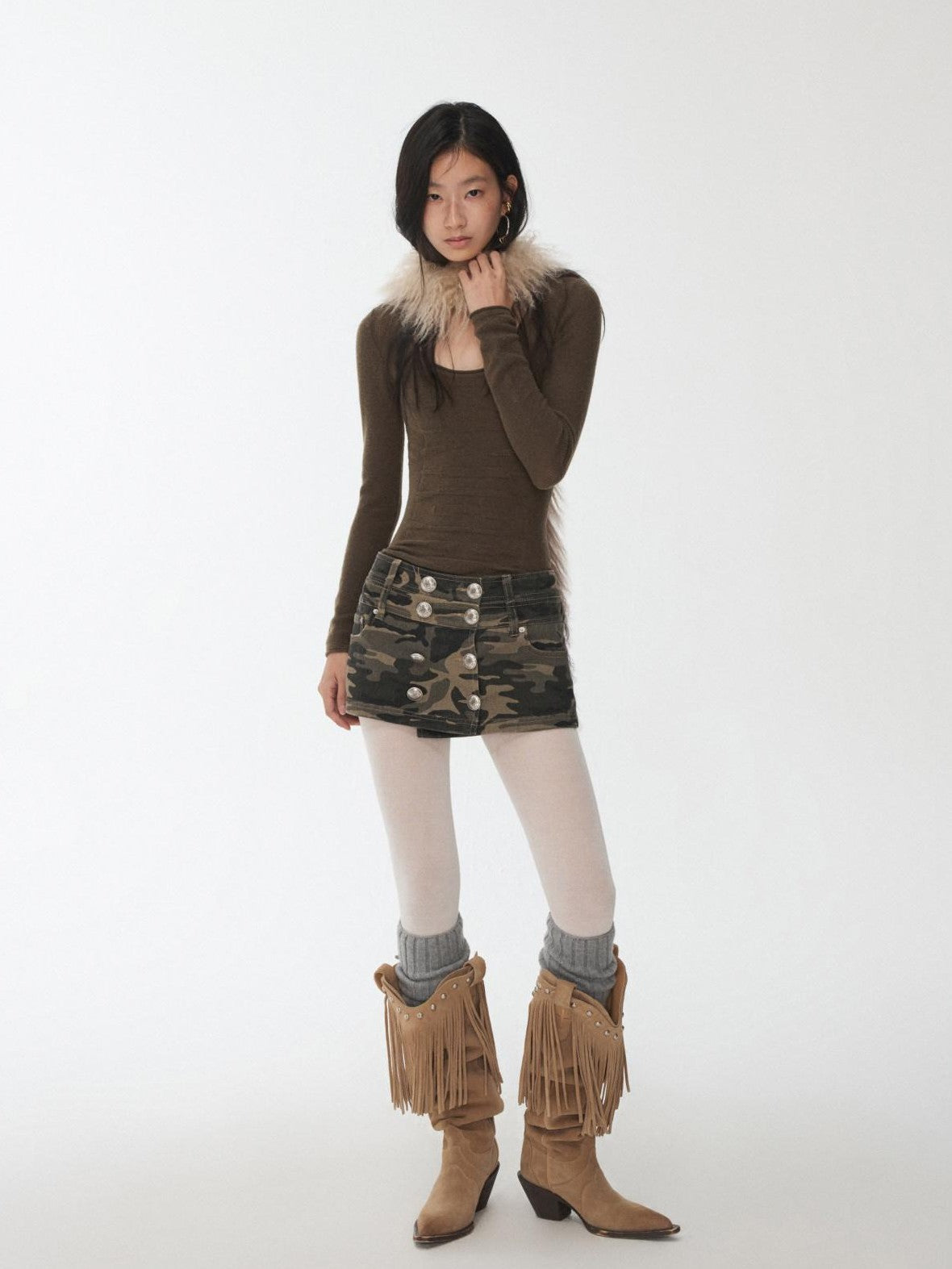 1JINN STUDIO Equestrian Jacquard Openwork Slim Fit Knit Women&