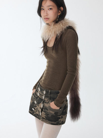 1JINN STUDIO Equestrian Jacquard Openwork Slim Fit Knit Women&