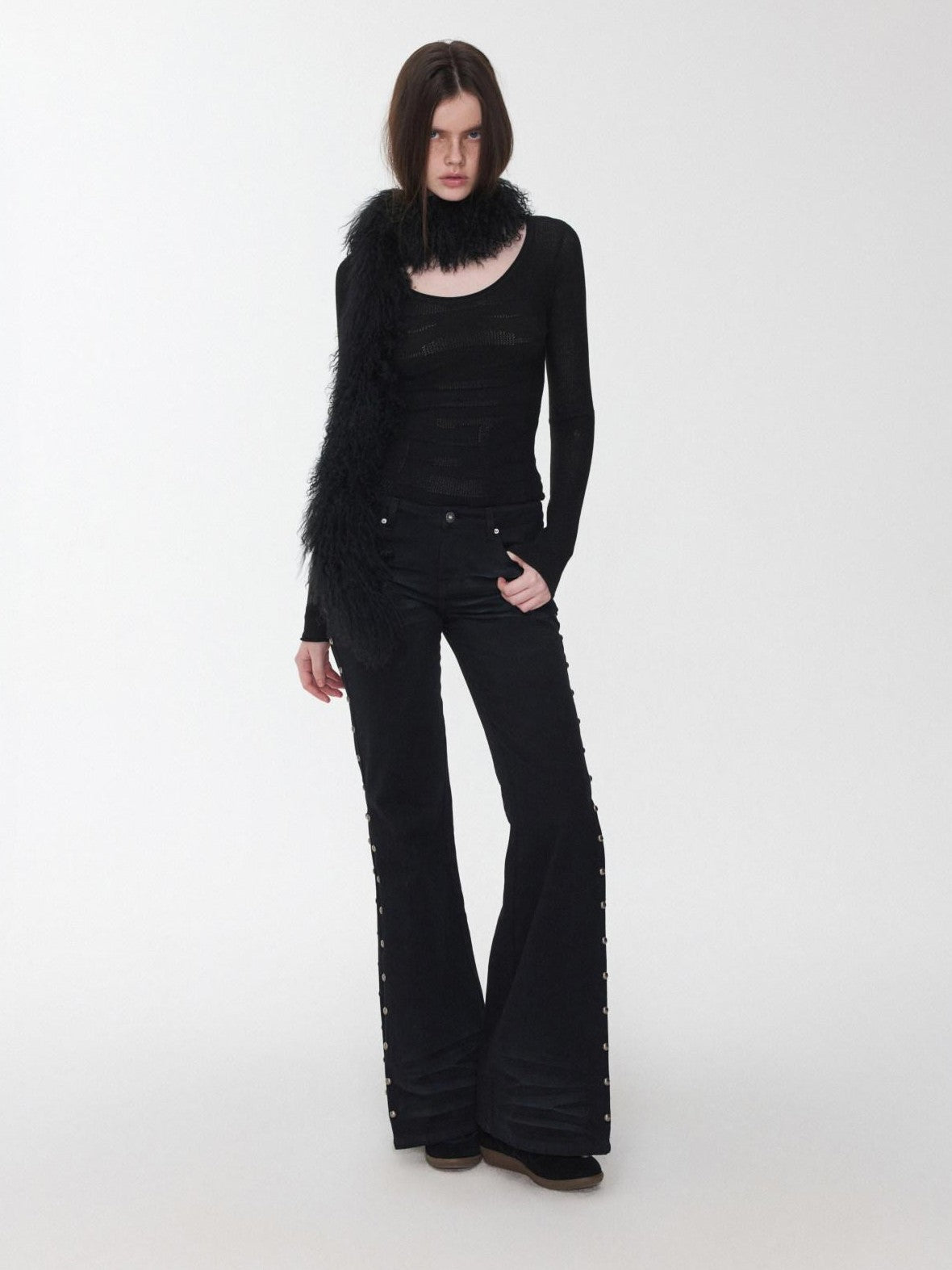 1JINN STUDIO Equestrian Jacquard Openwork Slim Fit Knit Women&