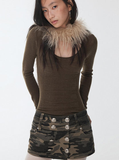 1JINN STUDIO Equestrian Jacquard Openwork Slim Fit Knit Women&