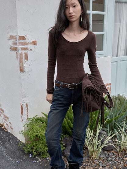 1JINN STUDIO Equestrian Jacquard Openwork Slim Fit Knit Women&