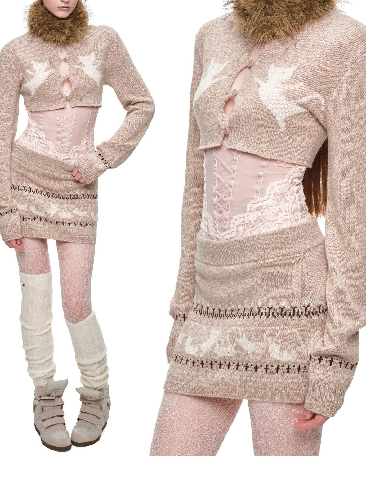 1JINN STUDIO Fair Isle Animal Jacquard Women&