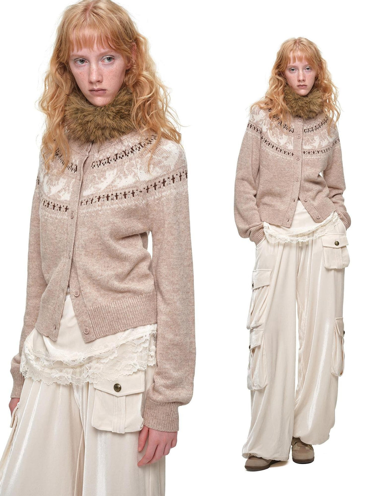 1JINN STUDIO Fair Isle Cat Jacquard Knit Women&