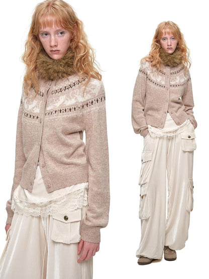 1JINN STUDIO Fair Isle Cat Jacquard Knit Women&