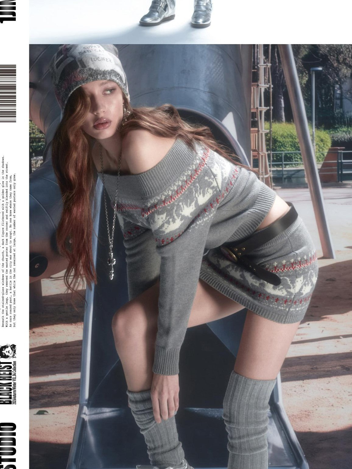 1JINN STUDIO Fair Isle Cat Jacquard Knit Women&