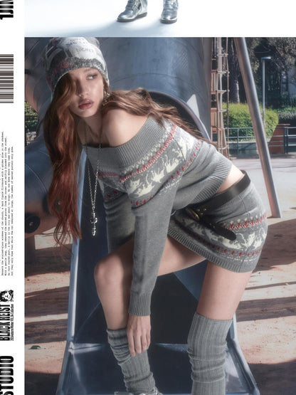 1JINN STUDIO Fair Isle Cat Jacquard Knit Women&