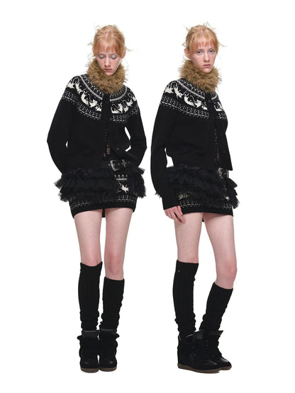 1JINN STUDIO Fair Isle Cat Jacquard Knit Women&