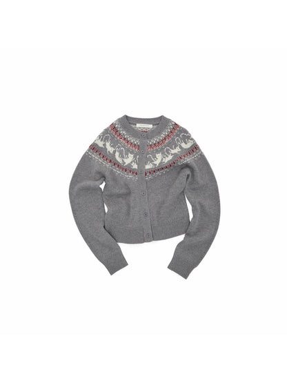 1JINN STUDIO Fair Isle Cat Jacquard Knit Women&