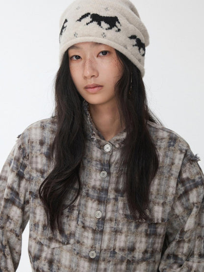 1JINN STUDIO Fair Isle Pony Jacquard Adjustable Drawstring Women&
