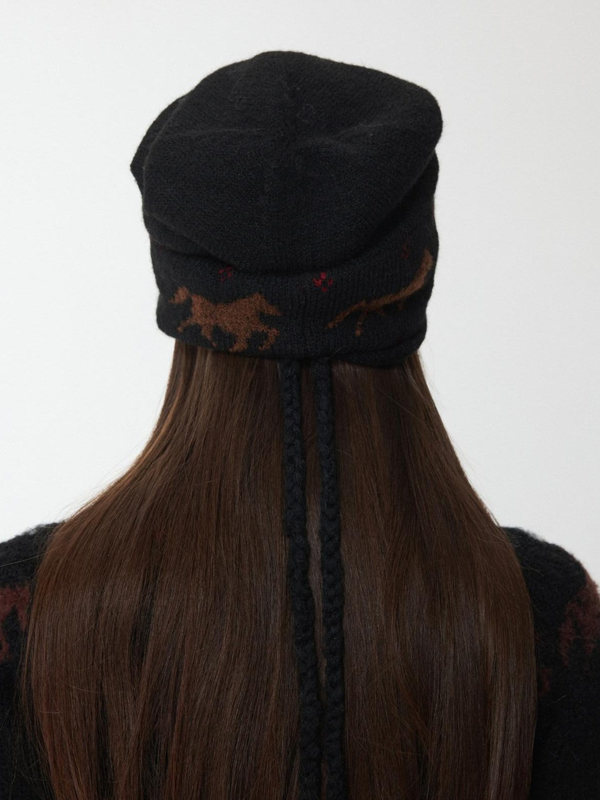 1JINN STUDIO Fair Isle Pony Jacquard Adjustable Drawstring Women&