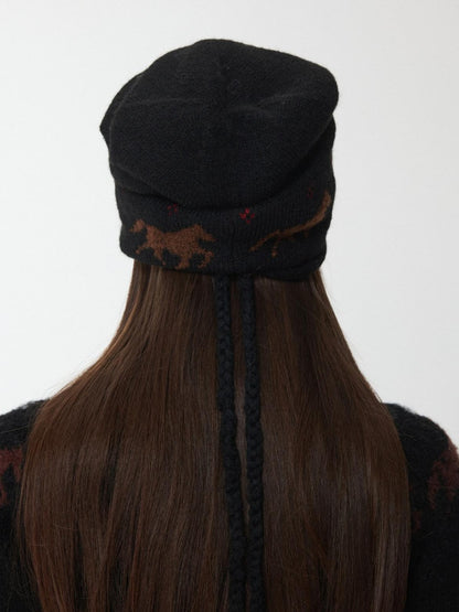 1JINN STUDIO Fair Isle Pony Jacquard Adjustable Drawstring Women&