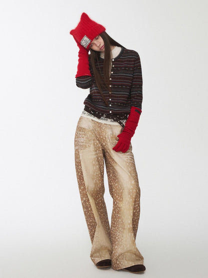 1JINN STUDIO Fair Isle Pony Jacquard Drawstring Tulip Hem Women&