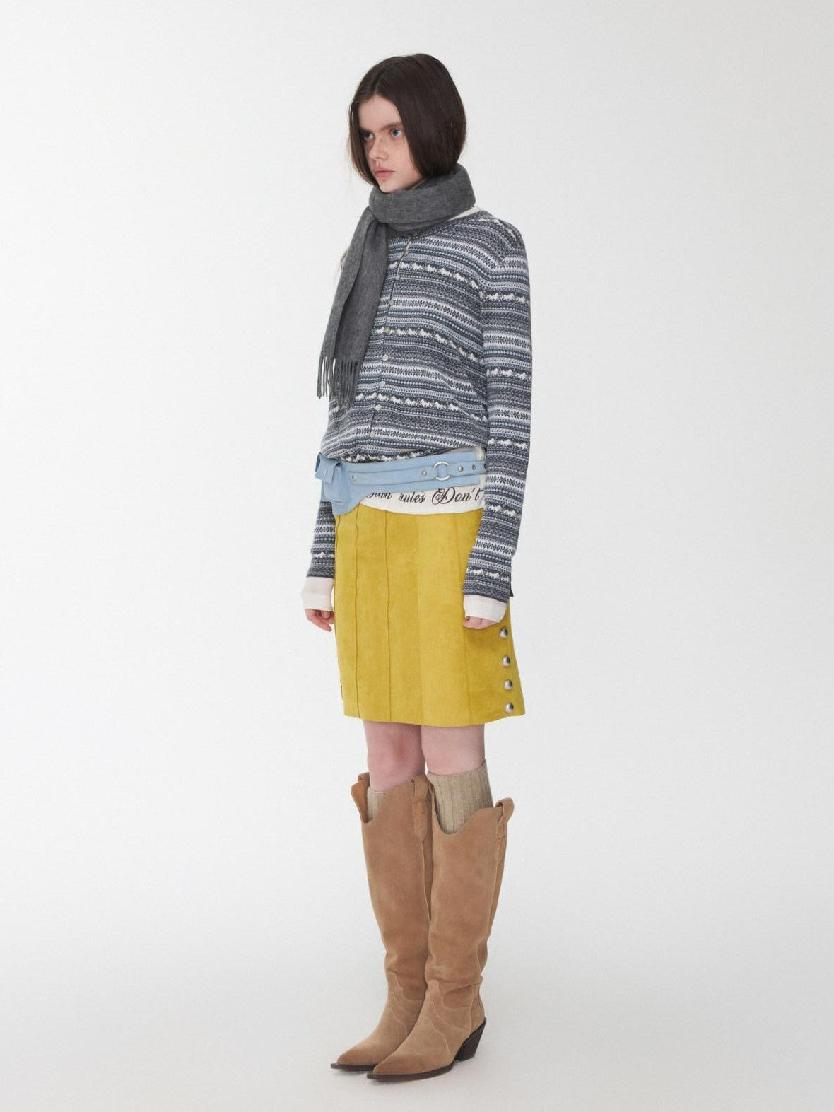 1JINN STUDIO Fair Isle Pony Jacquard Drawstring Tulip Hem Women&