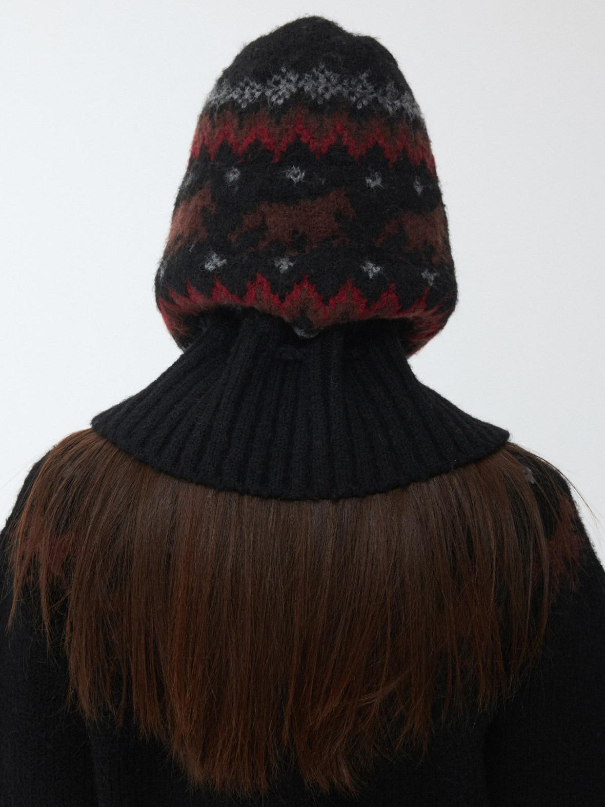 1JINN STUDIO Fair Isle Vintage Pony Jacquard Beaded Drawstring Women&