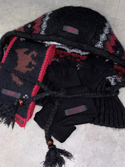 1JINN STUDIO Fair Isle Vintage Pony Jacquard Beaded Drawstring Women&