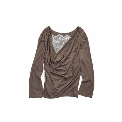 1JINN_STUDIO_Faux_Layered_Lace_Splice_Slim_Drape_Neck_Two_Way_Women&