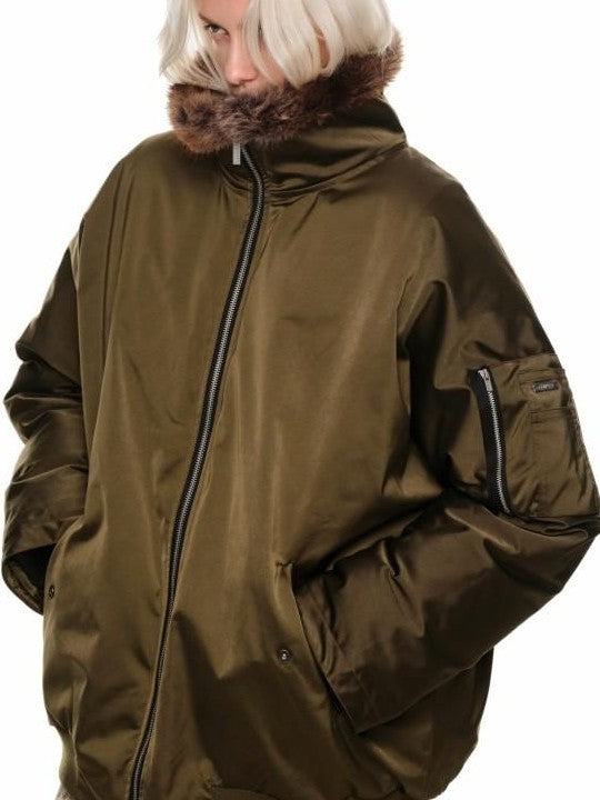 1JINN STUDIO Flight Parka Eco Faux Fur Patchwork Women&