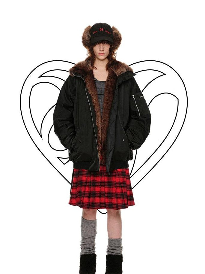 1JINN STUDIO Flight Parka Eco Faux Fur Patchwork Women&
