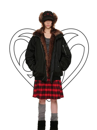 1JINN STUDIO Flight Parka Eco Faux Fur Patchwork Women&