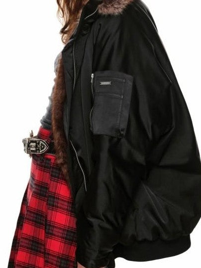 1JINN STUDIO Flight Parka Eco Faux Fur Patchwork Women&