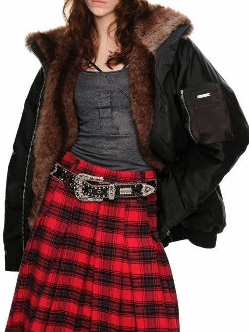 1JINN STUDIO Flight Parka Eco Faux Fur Patchwork Women&