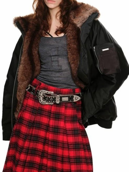 1JINN STUDIO Flight Parka Eco Faux Fur Patchwork Women&