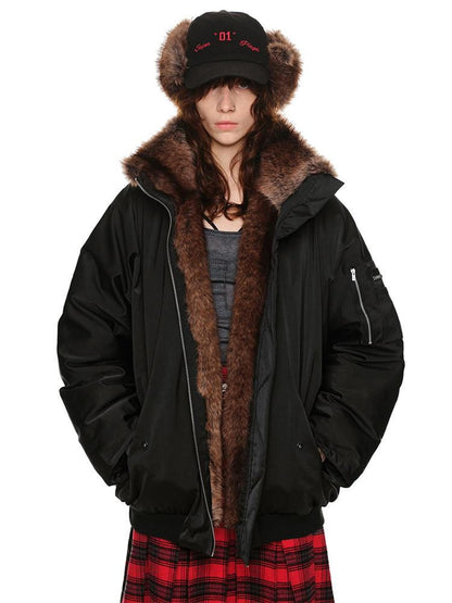 1JINN STUDIO Flight Parka Eco Faux Fur Patchwork Women&