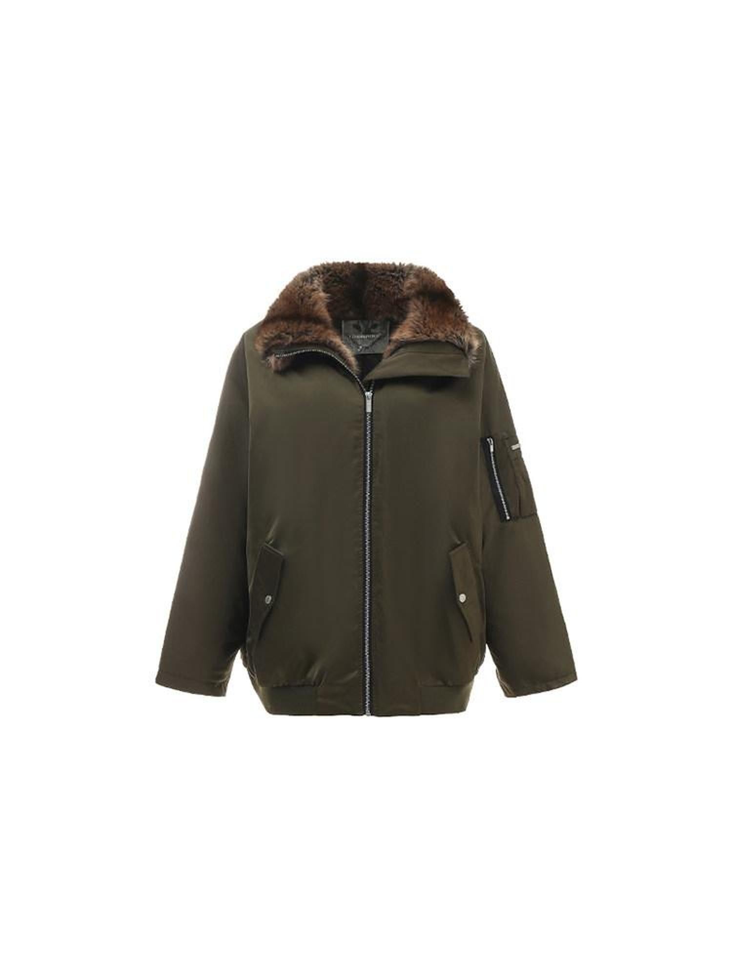 1JINN STUDIO Flight Parka Eco Faux Fur Patchwork Women&