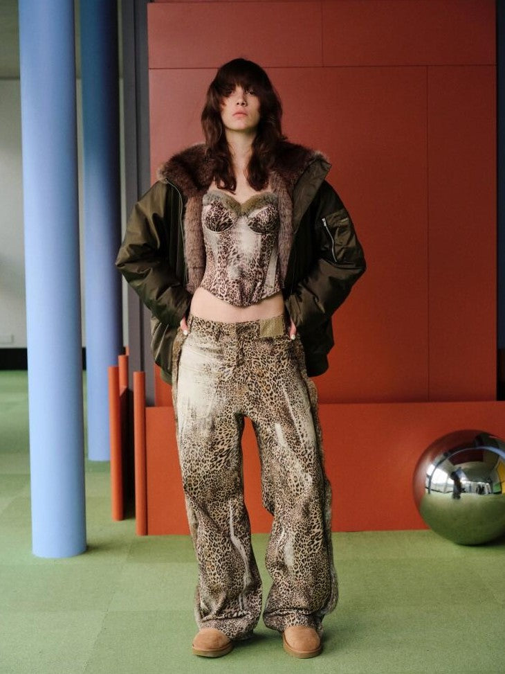 1JINN STUDIO Flight Parka Eco Faux Fur Patchwork Women&