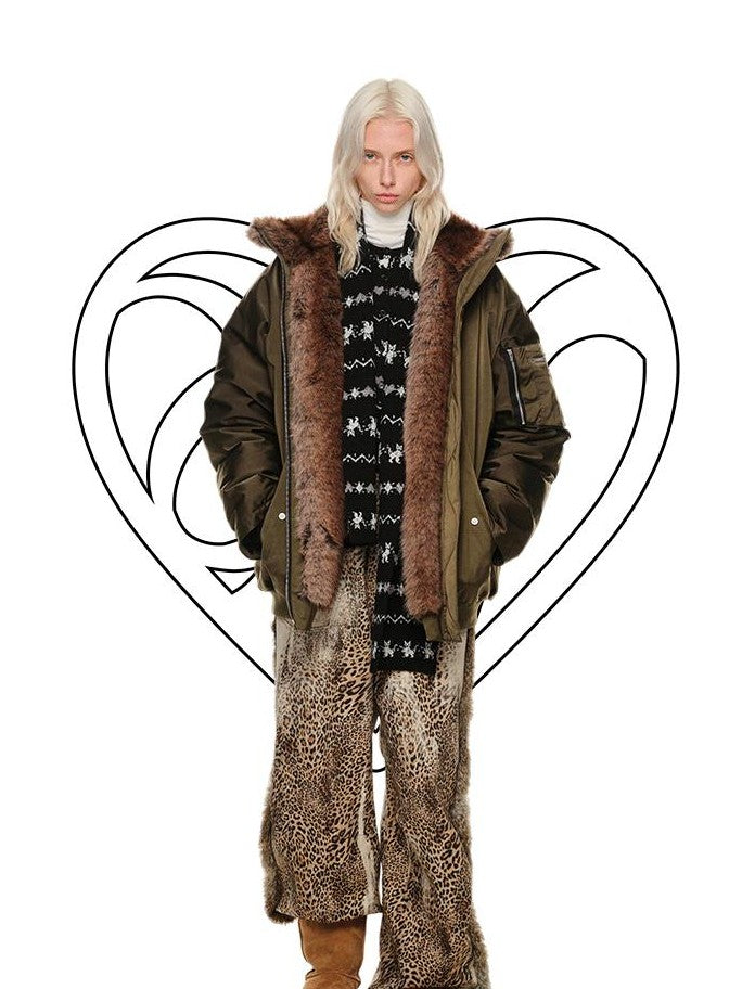 1JINN STUDIO Flight Parka Eco Faux Fur Patchwork Women&