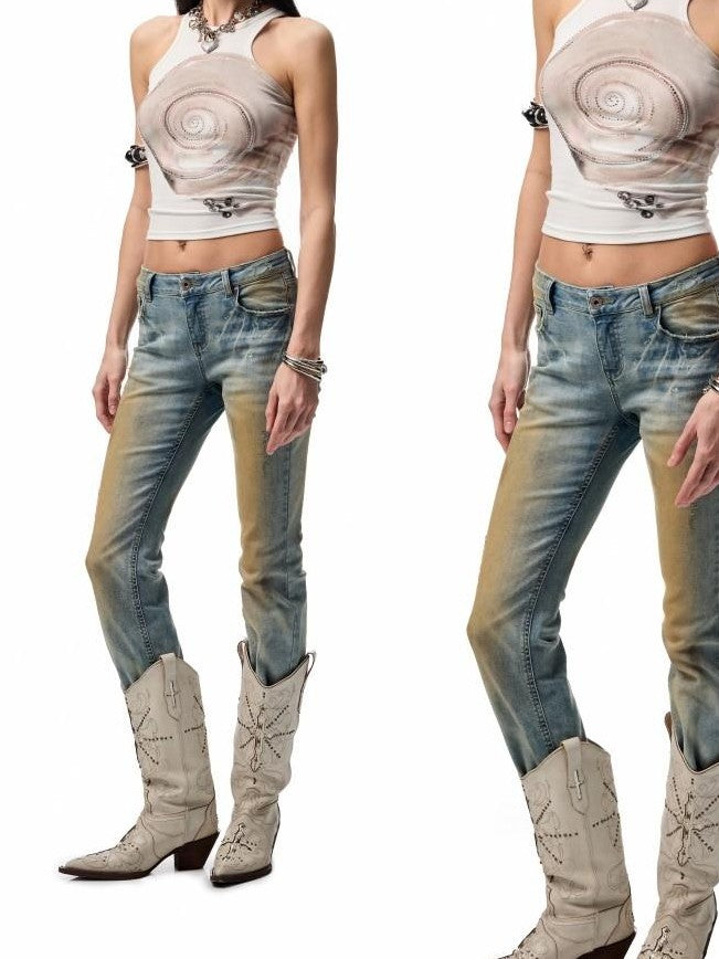 1JINN STUDIO Floral Print Hotfix Rhinestone Racerback Women&