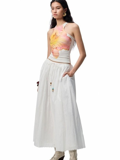 1JINN STUDIO Floral Print Hotfix Rhinestone Racerback Women&