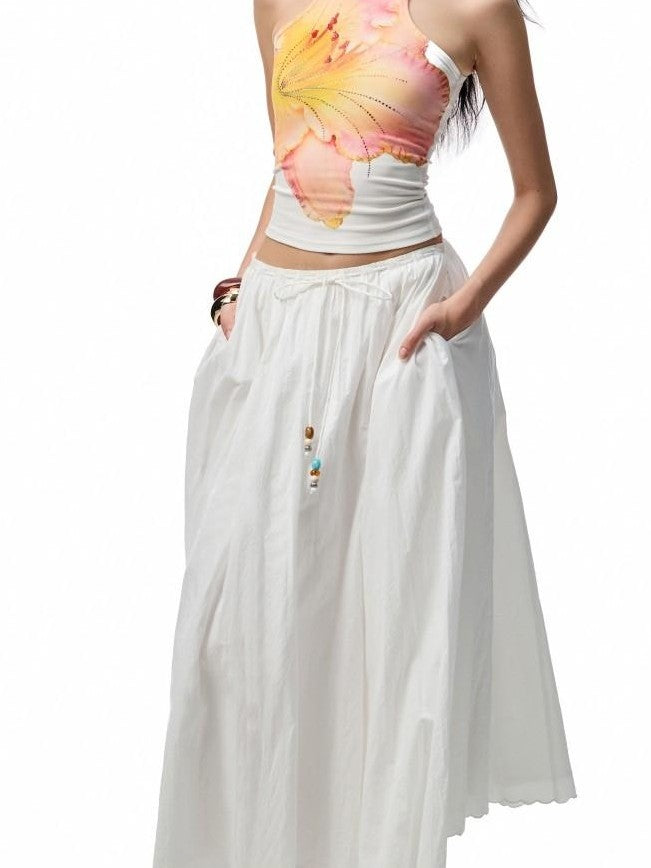 1JINN STUDIO Floral Print Hotfix Rhinestone Racerback Women&