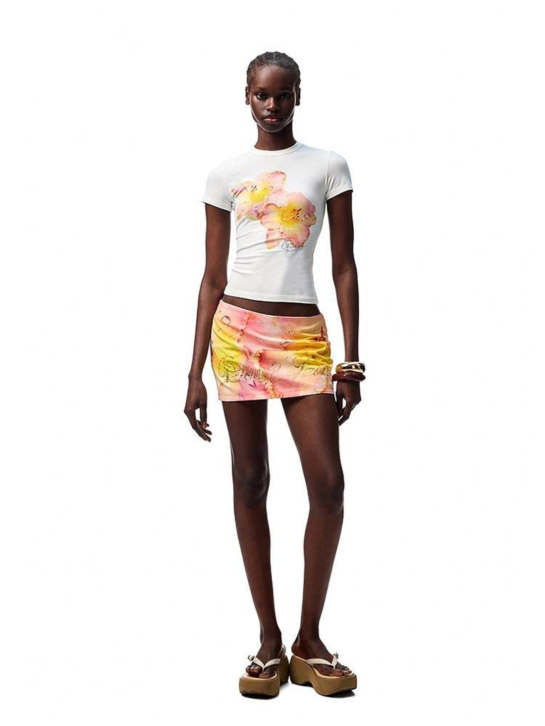 1JINN STUDIO Floral Print Rhinestone Women&