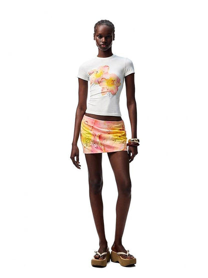1JINN STUDIO Floral Print Rhinestone Women&