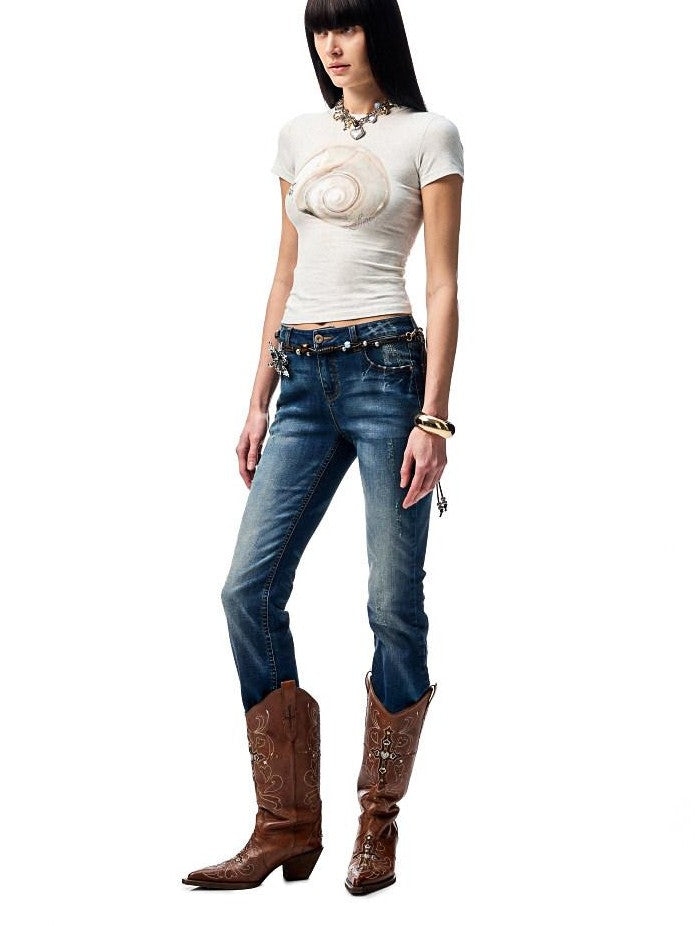 1JINN STUDIO Floral Print Rhinestone Women&