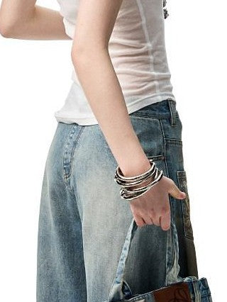 1JINN STUDIO Floral Rhinestone Sheer Asymmetrical Racerback Women&