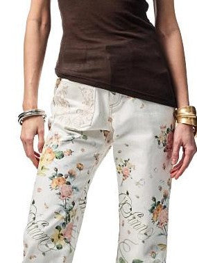 1JINN STUDIO Floral Rhinestone Sheer Asymmetrical Racerback Women&